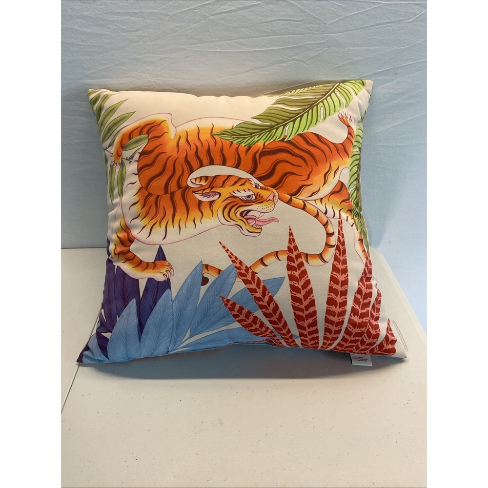 Williams Sonoma Home 22" x 22" Printed Exotic Animal Dharma Tiger Throw Pillow